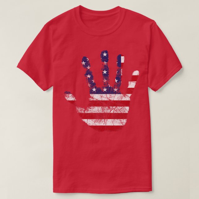Camiseta Esténcil de huella de la bandera estadounidense (Diseño del anverso)