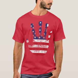 Camiseta Esténcil de huella de la bandera estadounidense