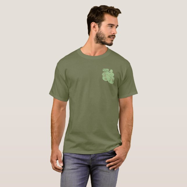 Camiseta Esténcil de Waxwing Cedar- Verde fatiga- Bolsillo  (Anverso completo)