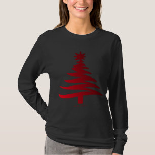 Camiseta Esténcil moderno de árbol de Navidad Imprimir rojo