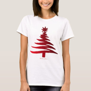 Camiseta Esténcil moderno de árbol de Navidad Imprimir rojo