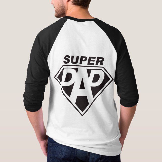 Camiseta Esténcil negro "Super Papá" Béisbol (Reverso)