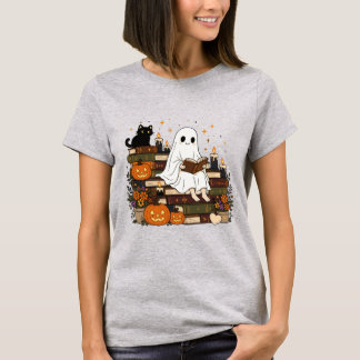 Camiseta Estética acogedora de gusano de libro fantasma de 