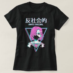Camiseta Estética Anime Glitch Antisocial