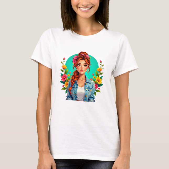 Camiseta Estética Chica adolescente - Retrato Personalizado (Anverso)