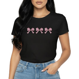 Camiseta estética coqueta Trio Pink Bow Cute