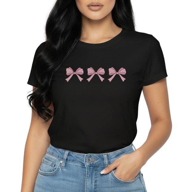 Camiseta estética coqueta Trio Pink Bow Cute (Subido por el creador)