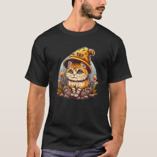 Camiseta Estética Cottagecore Gatos Gato Sombrero de Champi