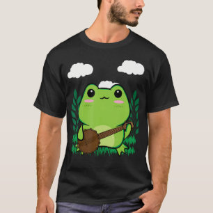 Camiseta Estética Cottagecore Hermoso Kawaii Rana Tocando B