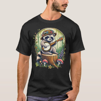 Camiseta Estética Cottagecore Mapache Tocando Banjo