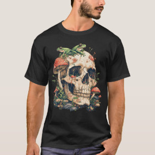 Camiseta Estética Cottagecore Rana Hongo Cráneo