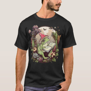 Camiseta Estética Cottagecore Rana Leyendo Libro Hongo H