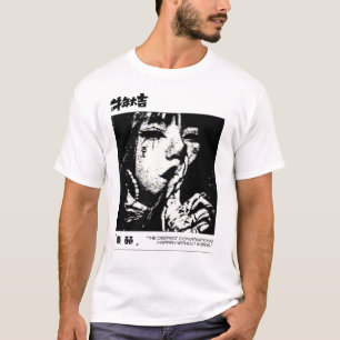 Camiseta estética de anime de terror japonés con r