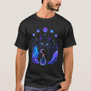 Camiseta Estética de Brujería de Gato Negro Mágico de Hallo