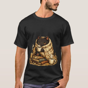 Camiseta estética de café de gato negro acogedor