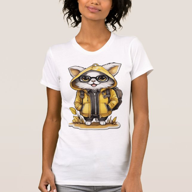 Camiseta estética de caída de gatos esponjosos adorables (Anverso)