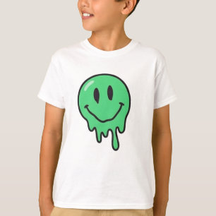 Camiseta Estética de cara sonriente verde derretida y gotea