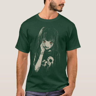 Camiseta Estética de chica de anime de terror suave grunge 