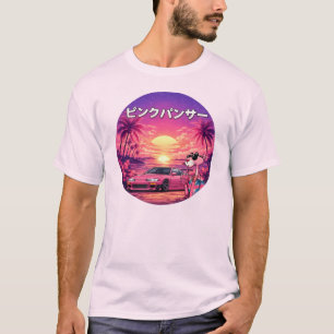 Camiseta estética de coche atardecer vaporwave ret