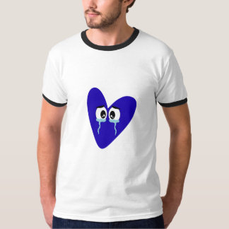 Camiseta estética de corazón azul llorando triste