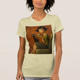 Camiseta estética de gato negro de mañana retro ac