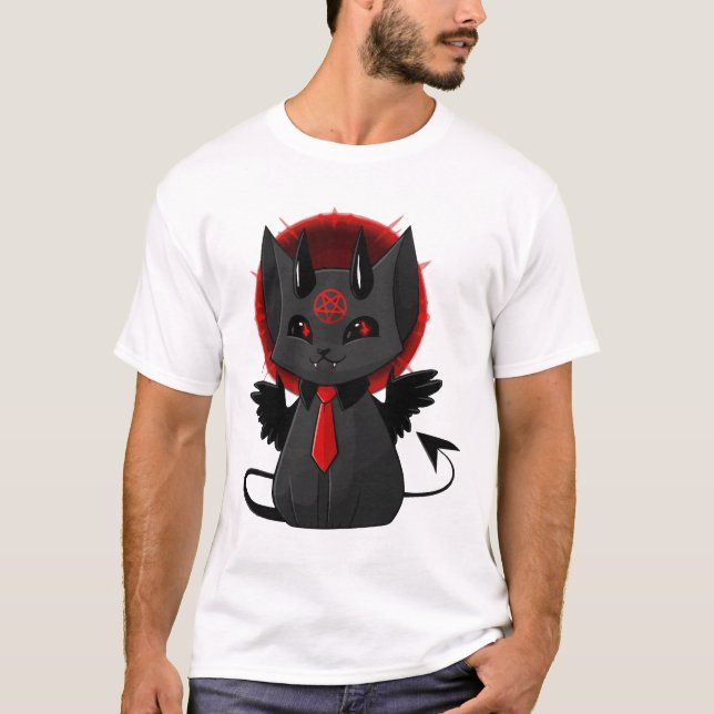 Camiseta estética de gato saton Kawaii Gótico Cat  (Anverso)