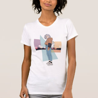 Camiseta estética de ilustración de niña