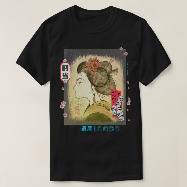 Camiseta Estética de la moda japonesa Geisha Tokyo (Diseño del anverso)