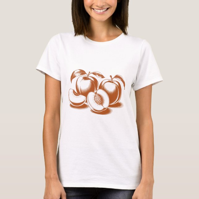 Camiseta estética de melocotón botánico para mujer (Anverso)