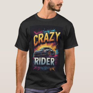 Camiseta Estética de moda urbana de grafitis Crazy Rider