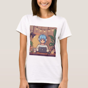 Camiseta estética de música relajante para estudia