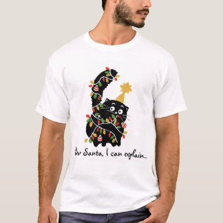 Camiseta Estética de Navidad Santa Gato Divertido Lindo