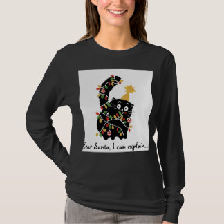 Camiseta Estética de Navidad Santa Gato Divertido Lindo
