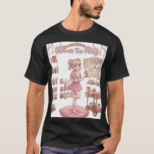 Camiseta Estética de niña anime rosa de la fiesta de té Kaw