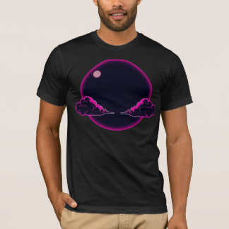 Camiseta Estética de Noche Oscura Nubes Rosadas Diseño de L