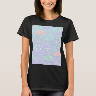 Camiseta estética de nubes pastel kawaii