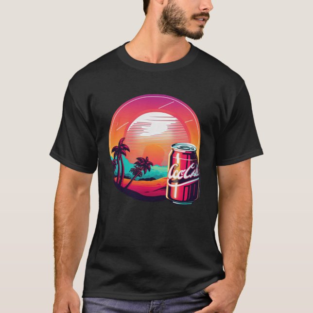 Camiseta Estética de ondas retroondas de Cola Synthwave 80 (Anverso)