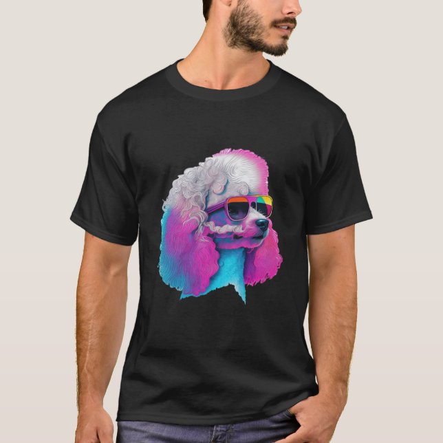 Camiseta Estética de ondas retroonduladas de Poodle Synthwa (Anverso)