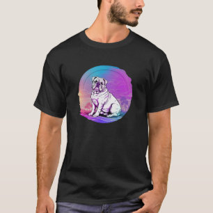 Camiseta Estética de ondas sintéticas de bulldog s retro 80