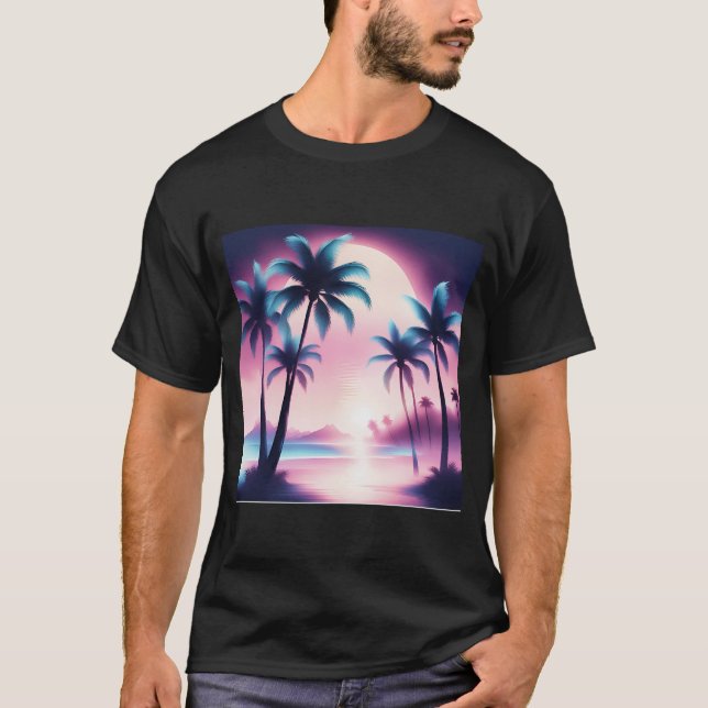 Camiseta Estética de palmeras de sol (Anverso)