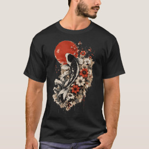 Camiseta Estética de peces koi y flores japonesas