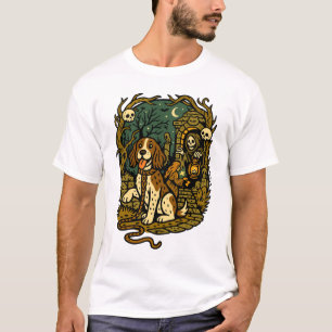 Camiseta Estética de perro esqueleto espeluznante de terror
