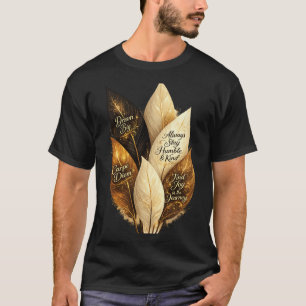 Camiseta estética de pluma dorada ya
