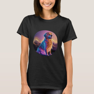 Camiseta Estética de Retriever Dorado Synthwave con Fallos