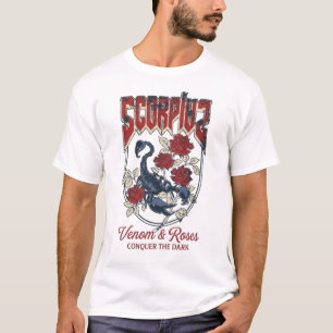 Camiseta Estética de Rock Vintage de Escorpio Veneno y Rosa
