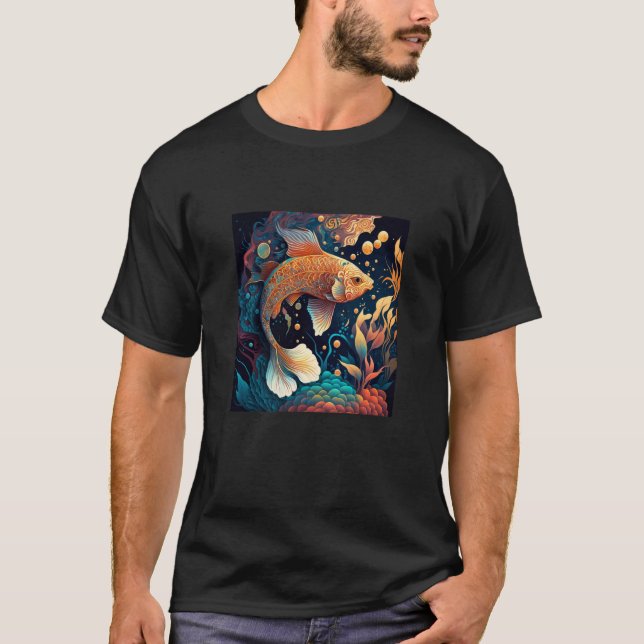 Camiseta Estética de Samurái Japonés Pez Koi  2 (Anverso)