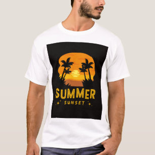 Camiseta Estética de verano de atardecer Vibrante playa t
