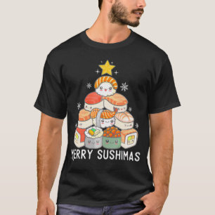 Camiseta Estética del anime del árbol de Navidad sushi Mak 