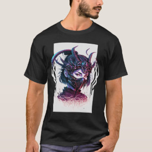 Camiseta Estética del ciberpunk Samurai Demonios Máscara de