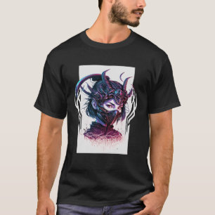 Camiseta Estética del ciberpunk Samurai Demonios Máscara de